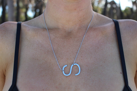 Geometric detail double chain necklace