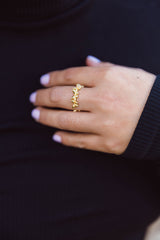 Gold & Rhinestone Butterfly Ring