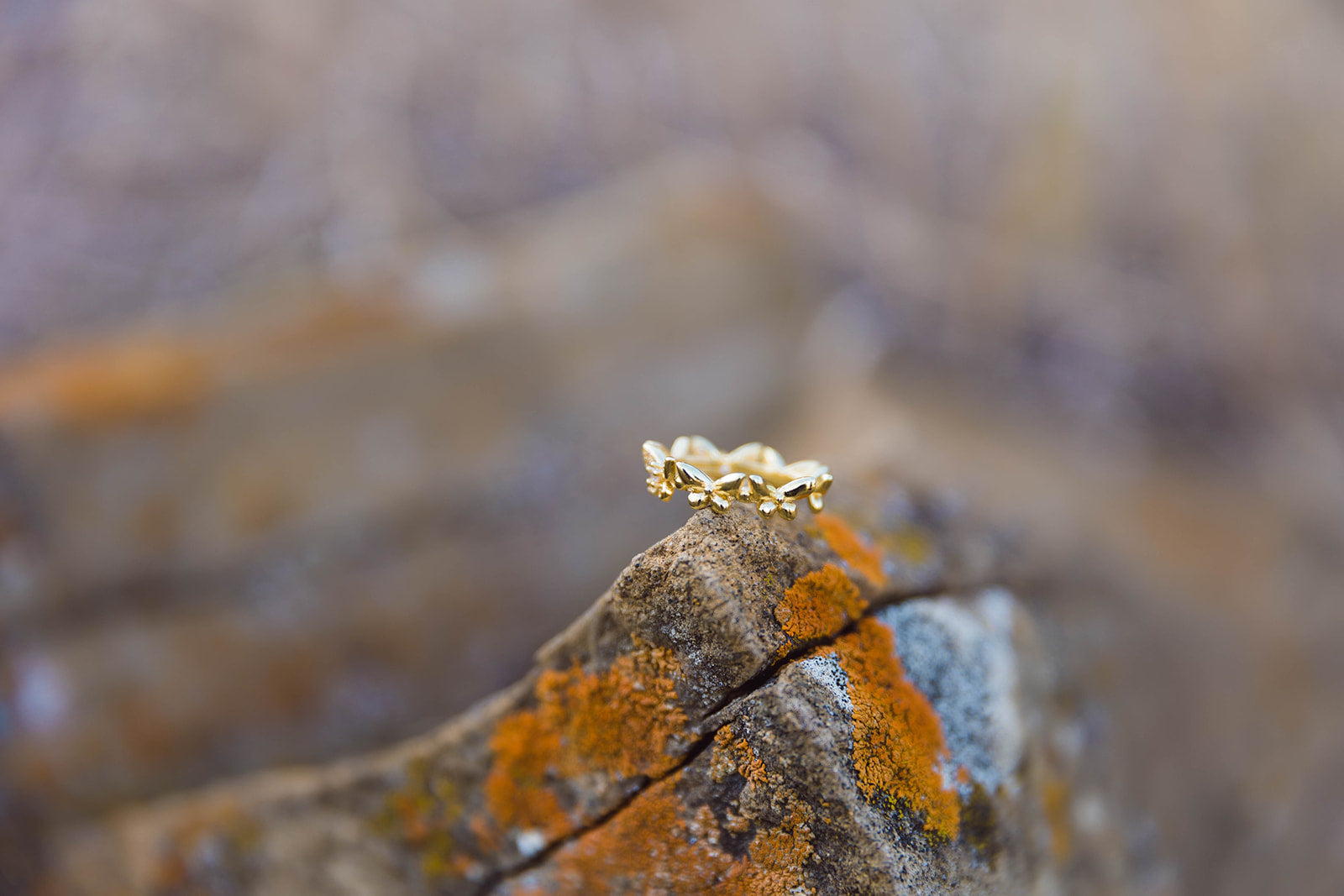 Gold & Rhinestone Butterfly Ring
