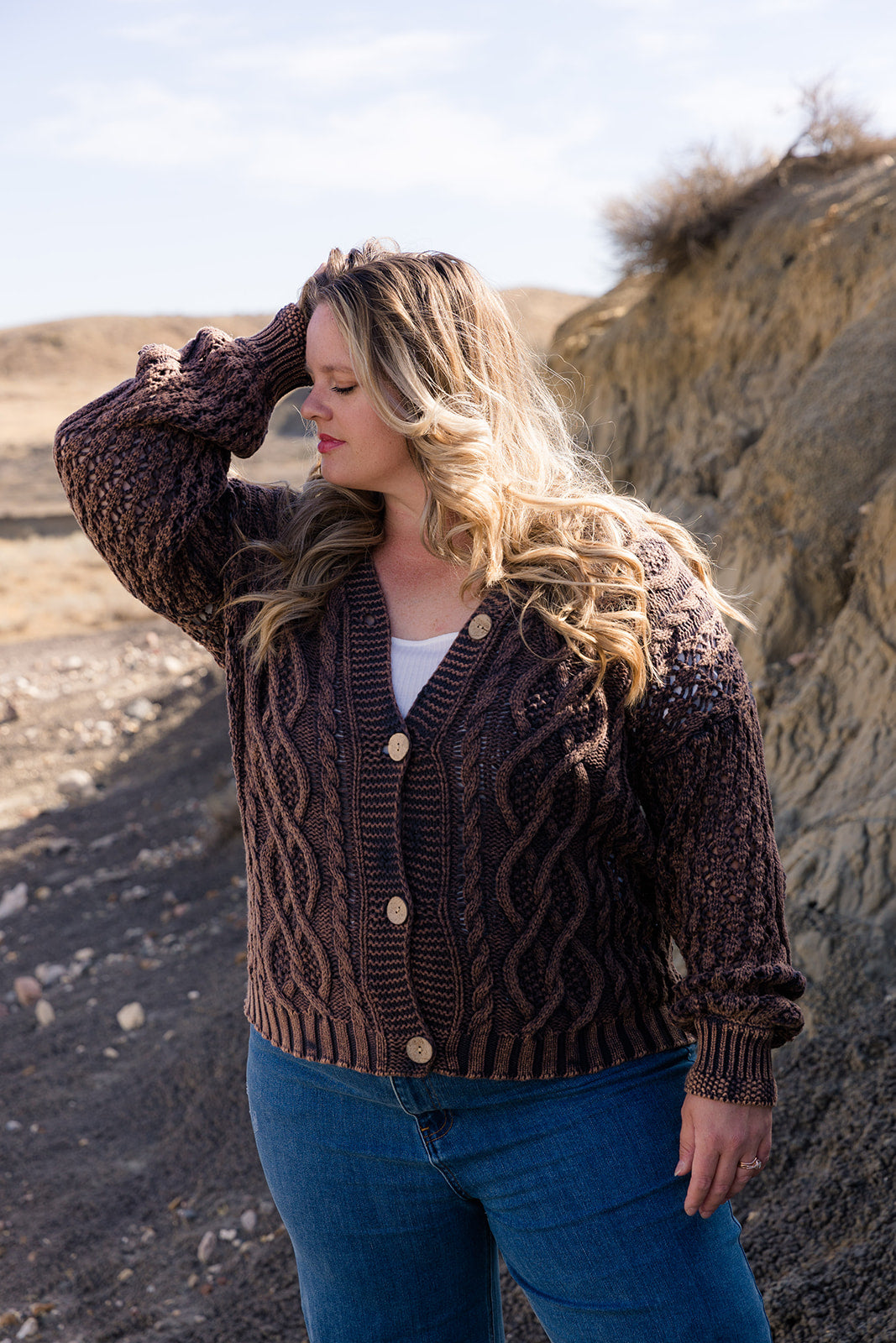 Scheyer Cable Knit Sweater Curvy