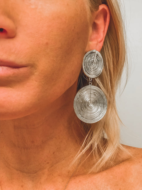Double Coin Earring - SILVER