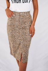 Alma Leopard Midi Skirt